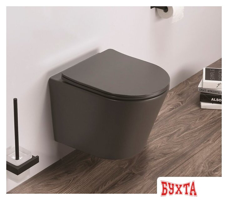 Унитаз подвесной CeramaLux B2330-2MDH (серый матовый) 2