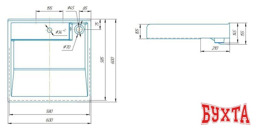 Умывальник Kirovit Престиж 60 2
