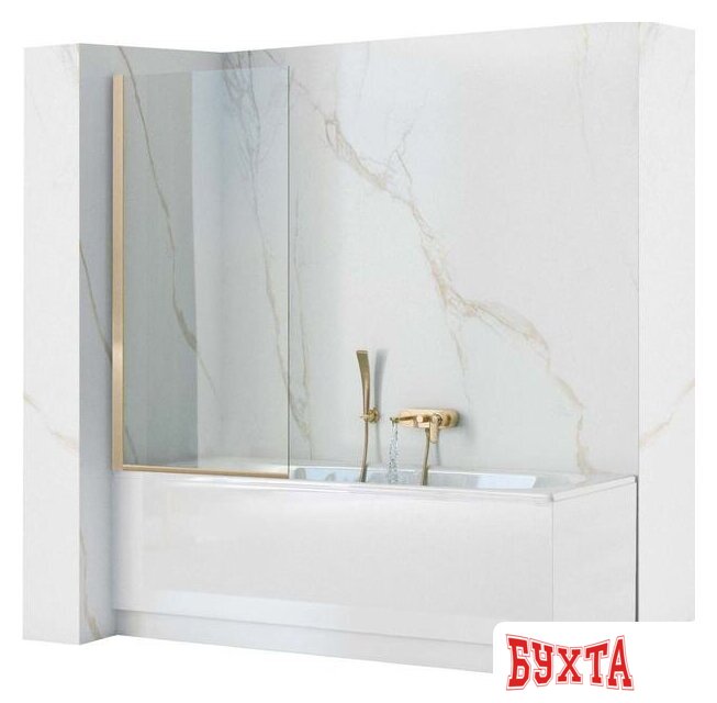 Стеклянная шторка для ванны Rea Elegant 80 (золото/прозрачное стекло) 1