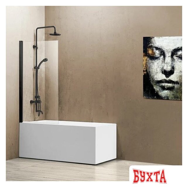 Стеклянная шторка для ванны Vincea VSB VSB-11800CLB (черный/прозрачное) 1