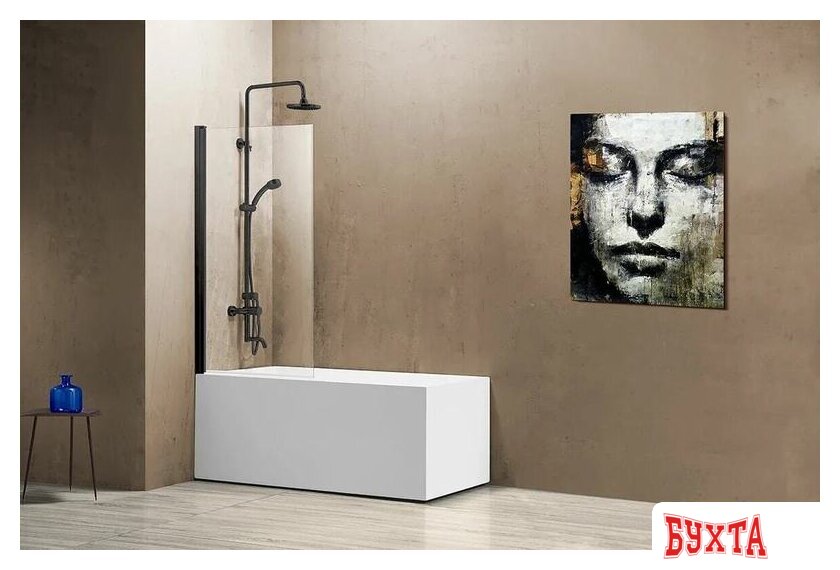 Стеклянная шторка для ванны Vincea VSB VSB-11800CLB (черный/прозрачное) 2