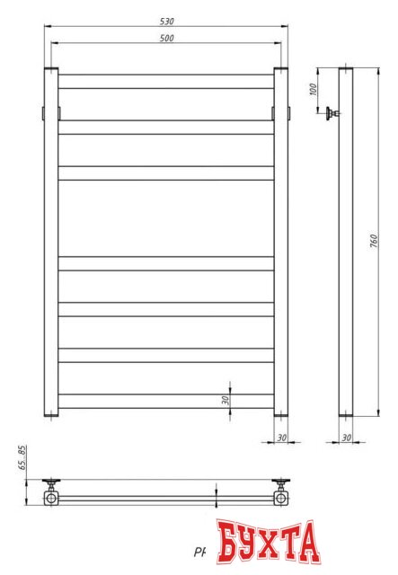 Полотенцесушитель Stinox Prestige 50x80 pr80bs-1 (сатин) 3