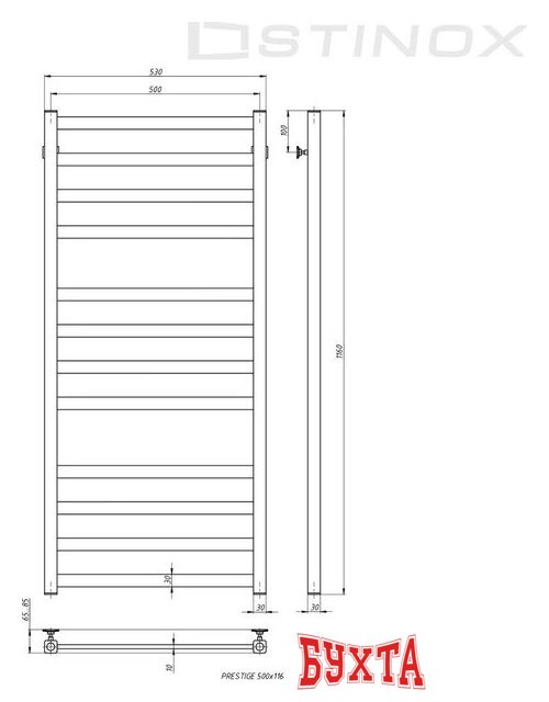 Полотенцесушитель Stinox Prestige Luxe 50x120 pr120ls (сатин) 3
