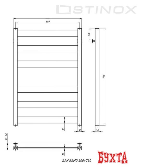 Полотенцесушитель Stinox San Remo 50x80 san80zs (золото сатин) 3