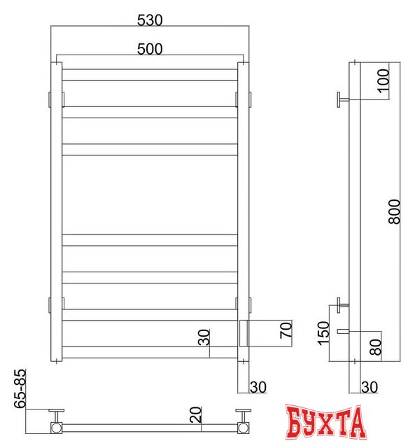 Полотенцесушитель Stinox Ionika 50x80 LON80-WM-220r9003 (белый матовый) 3