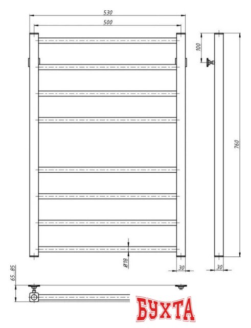 Полотенцесушитель Stinox Classic 50x80 cl80zs (золото сатин) 3