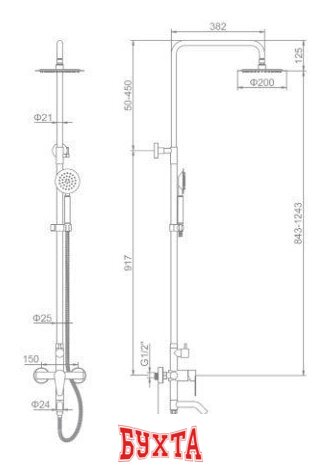 Душевая система Ledeme HU01L72403 2