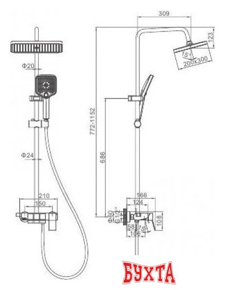 Душевая система Ledeme L2425B-1 3