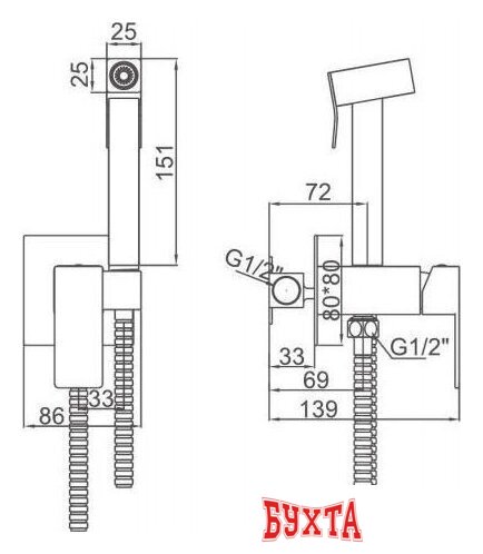 Смеситель с лейкой для биде Ledeme L75398-8 2