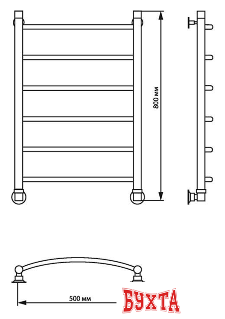 Полотенцесушитель Luxon R 80x40 (нижнее подключение) 2