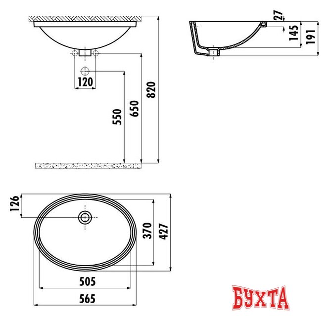 Умывальник Creavit TP 37x51 TP216-00CB00E-0000 2