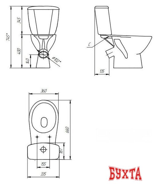 Унитаз напольный Cersanit Mito Grey 031 64524 3