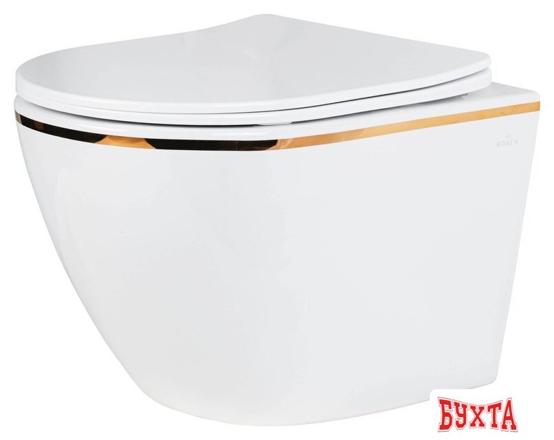 Унитаз подвесной Roxen Antares Gold в комплекте с инсталляцией StounFix Dual Fresh 6 в 1 968092 (кнопка: золото глянцевое ) 4