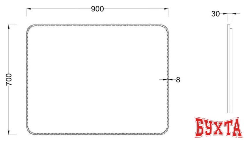 Мебель для ванных комнат Roxen Зеркало Simon 510205-90B 90x70 5