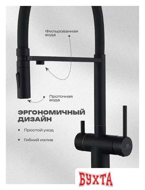 Смеситель Filarete Roun FL3020BL (черный) 4