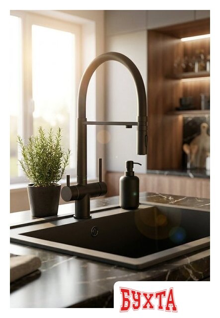 Смеситель Filarete Roun FL3020BL (черный) 5