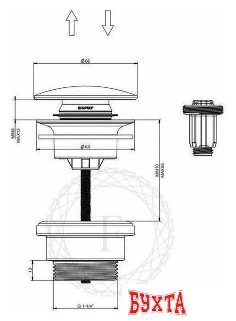 Донный клапан Filarete FL75 (никель) 4
