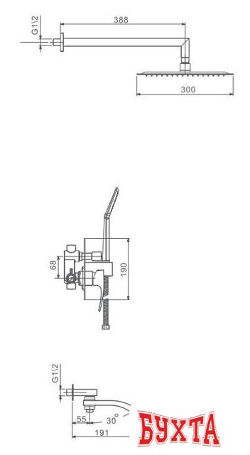 Душевая система Gappo G7107-6 2