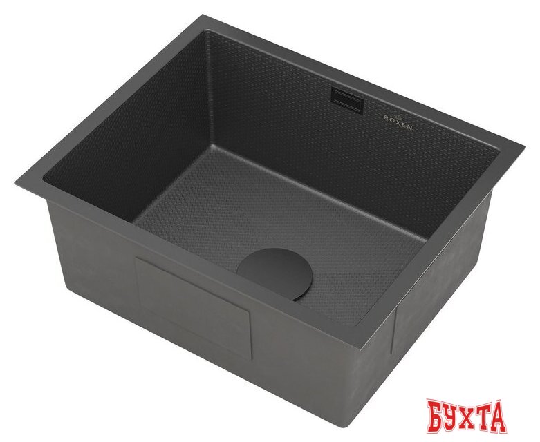 Кухонная мойка Roxen Uno 560210-54BS под столешницу графит/текстурная поверхность (ролл-мат, дозатор, сифон) 5