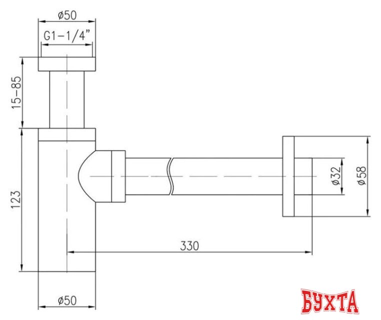 Сифон Vieir VRQ34C (черный матовый) 2