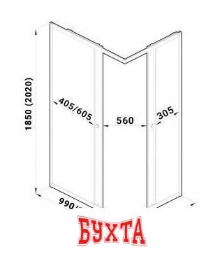 Душевой уголок Triton Вента Блэк А1 100х80 (прозрачное стекло) 2