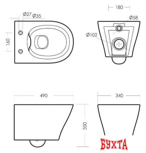 Унитаз подвесной Sanita Breeze Rimless WC.WH/Breeze/DM.Rim/WHT.G/S1 4