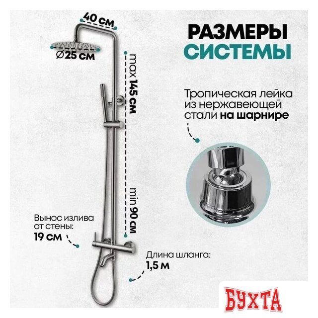 Душевая система Grocenberg GB7099 (никель) 3