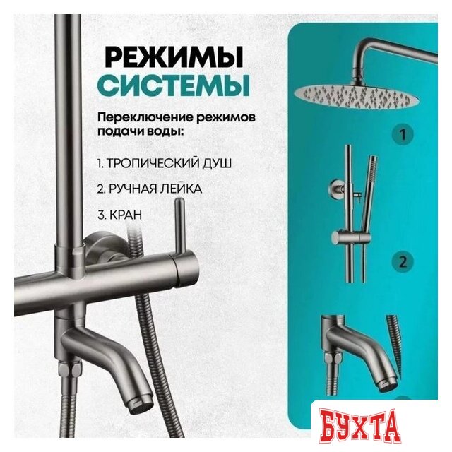 Душевая система Grocenberg GB7099 (никель) 4