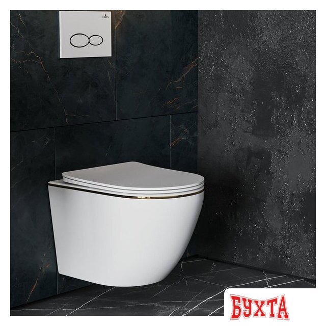 Унитаз подвесной Roxen Antares Gold 530110-01G Rimless Soft Close 2