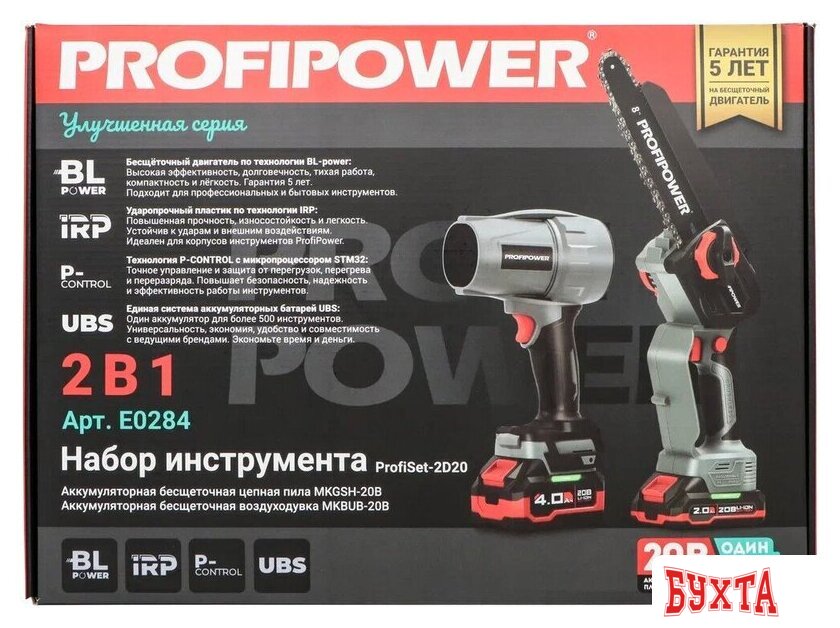 Наборы электроинструментов Profipower ProfiSet-2D20 (воздуходувка, цепная пила, 2 АКБ) 3
