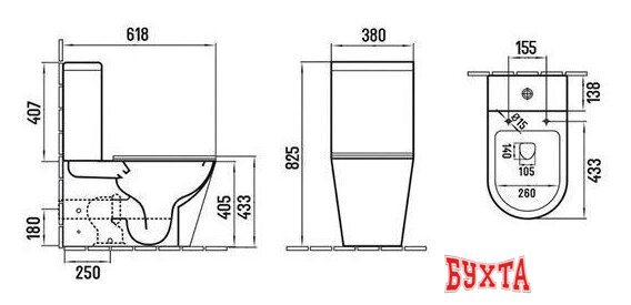 Унитаз напольный Deante Up Uno VSS01101B с крышкой Slim Soft-Close 4