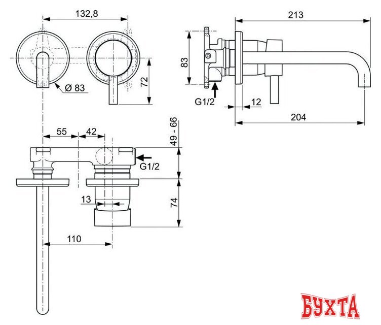 Смеситель Ideal Standard Ceraline A6938XG+A1313NU 5