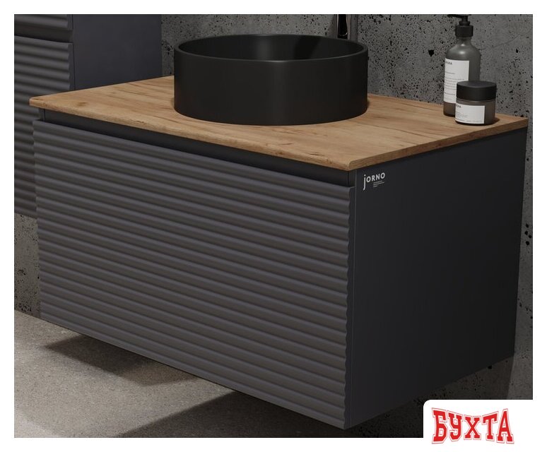 Мебель для ванных комнат Jorno Тумба под умывальник Cossety 80 Coss.01.80/P/A-DZ/JR (антрацит/дуб крафт золотой)