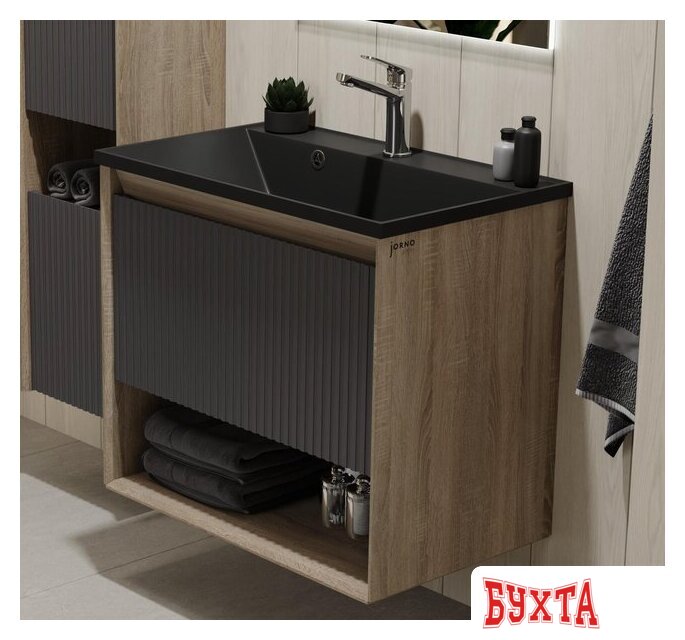 Мебель для ванных комнат Jorno Тумба под умывальник Tossony 70 Toss.01.70/P/DS-A/JR (дуб самдал/антрацит)