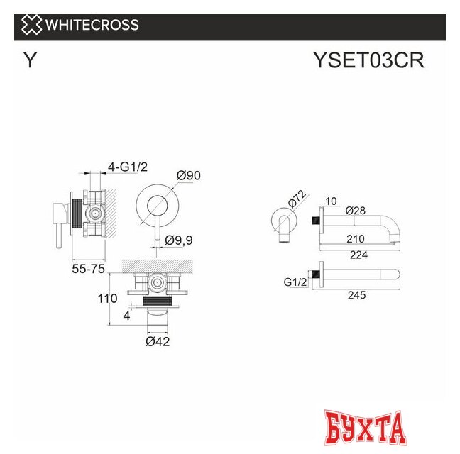 Смеситель Whitecross Y YSET03GL (золото) 3