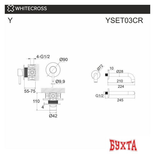 Смеситель Whitecross Y YSET03CR (хром) 3