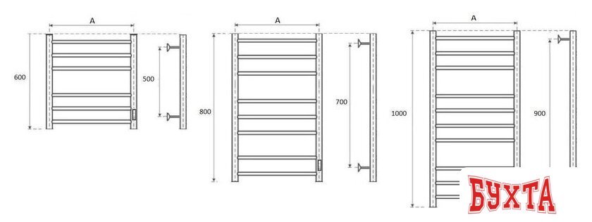 Полотенцесушитель Маргроид Вид 10 СНШ с полкой 80/50 скрытого монтажа, таймер справа 3