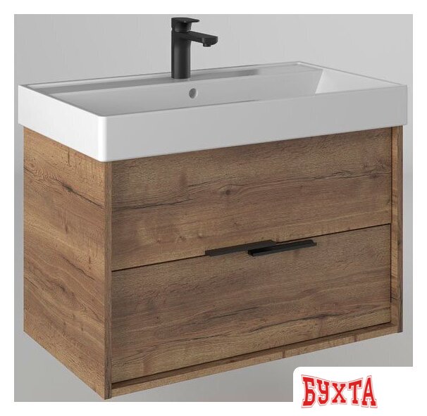 Мебель для ванных комнат Briz Тумба с умывальником Тесо 80 243 03-18080-17 00 ВЕЛ (дуб веллингтон табак)