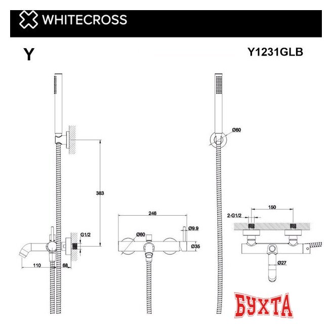 Смеситель Whitecross Y Y1231BL (черный матовый) 3