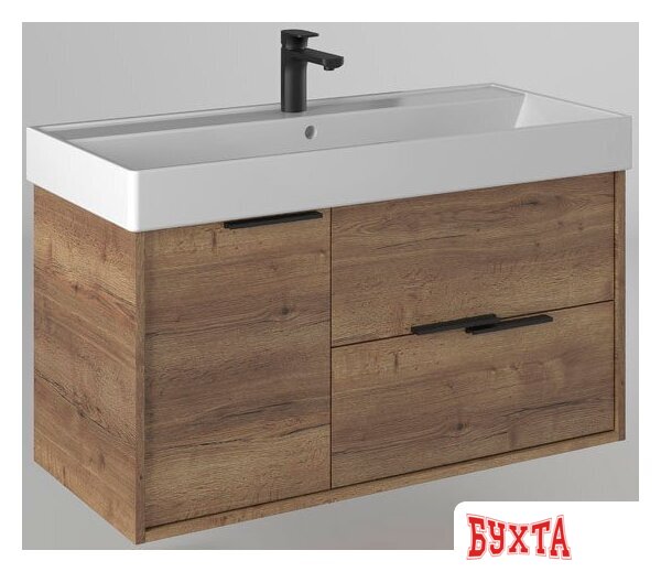 Мебель для ванных комнат Briz Тумба с умывальником Тесо 100 243 03-20100-17 00 ВЕЛ (дуб веллингтон табак)