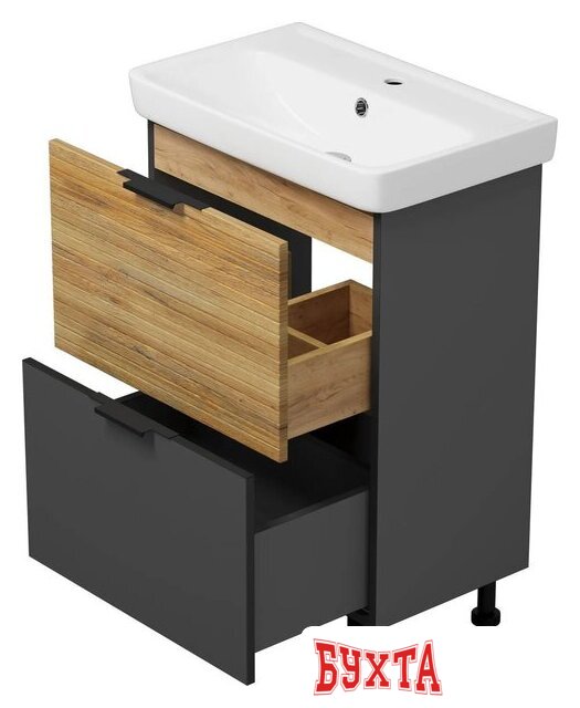 Мебель для ванных комнат Misty Тумба под умывальник Форест 60 Э-Фор-07060-0219-2Я+БП-э0002705 2