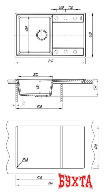 Кухонная мойка Lemark Imandra 9910026 (бежевый) 3