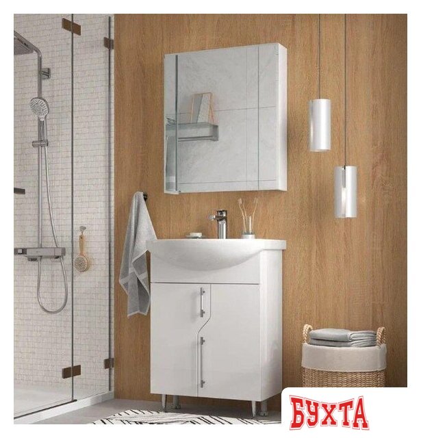 Мебель для ванных комнат Volna Шкаф с зеркалом Bruno 60 4