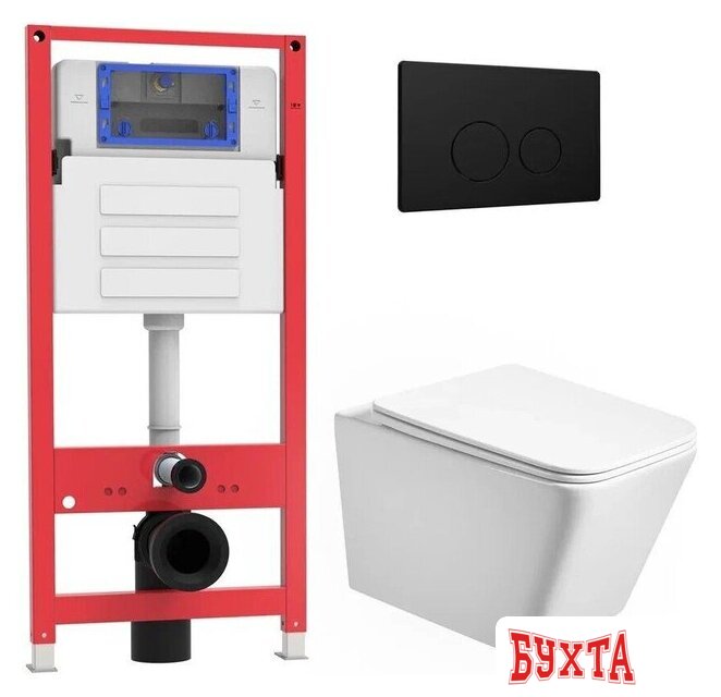 Унитаз подвесной Oliveeka OL-MQ-003 + OL-5014 + OL-R22-MB (черный матовый)