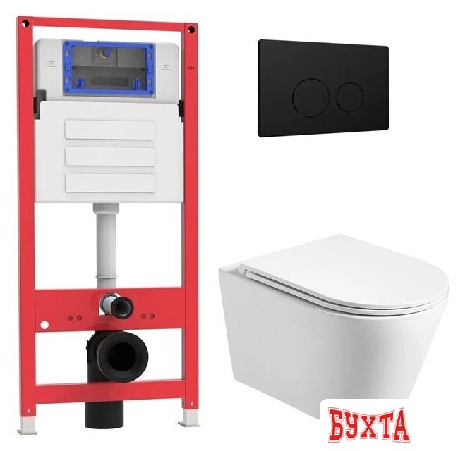 Унитаз подвесной Oliveeka OL-MQ-003 + OL-6016 + OL-R22-MB (черный матовый)