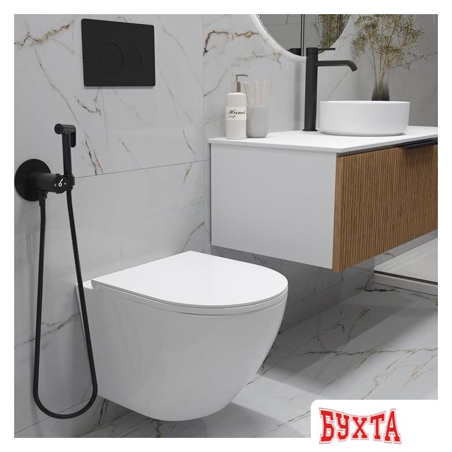 Унитаз подвесной Oliveeka OL-MQ-003 + OL-6016 + OL-R22-MB (черный матовый) 4