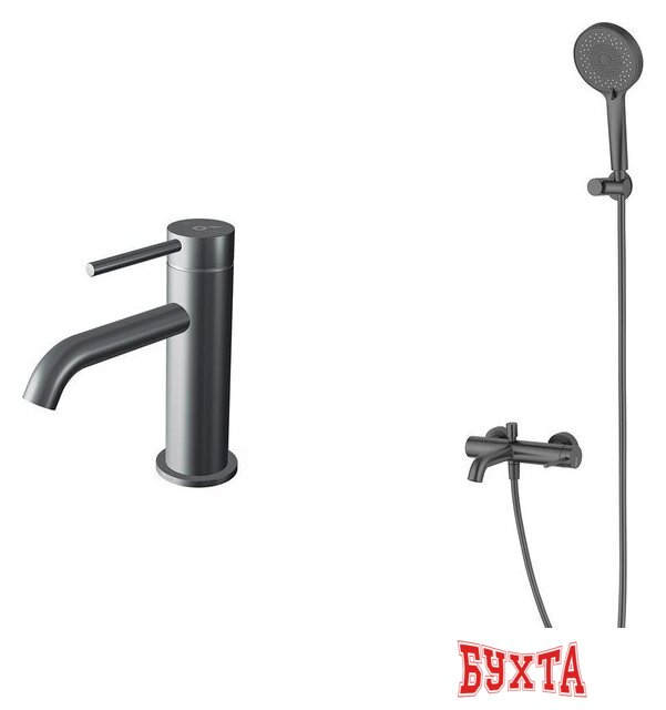 Комплект смесителей Oliveeka OL-639017+88139017-BGM (матовый оружейный металл)