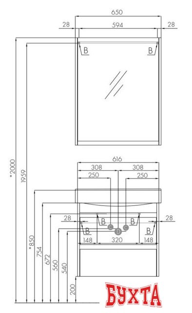 Мебель для ванных комнат Акватон Тумба под умывальник Нортон 65 1A248801NT010 (белый/дуб эндгр.) 4
