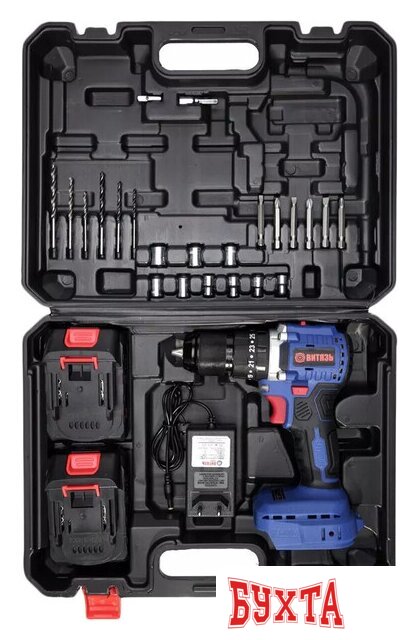 Ударная дрель-шуруповерт Витязь ДА-1020-У13М 18012027 (с 2-мя АКБ, кейс, набор оснастки)