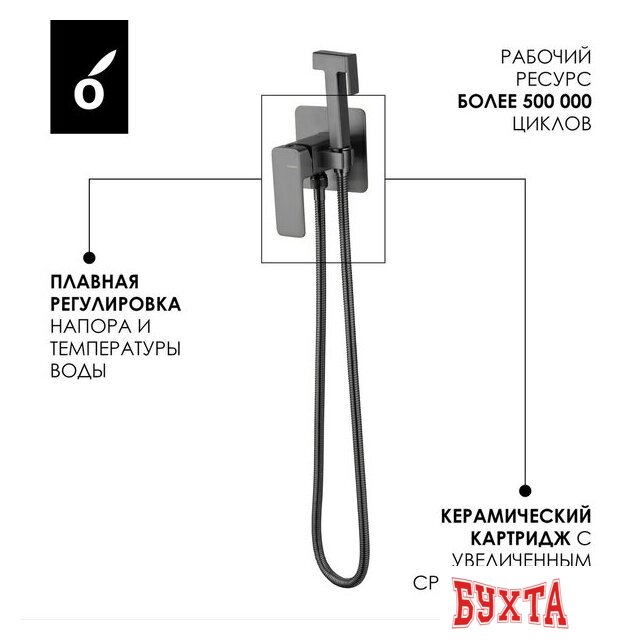 Гигиенический душ Oliveeka OL-829003+139003-BGM (матовый оружейный металл) 5